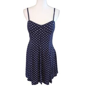 American Eagle Navy White Polka Dot Mini Dress Size Medium